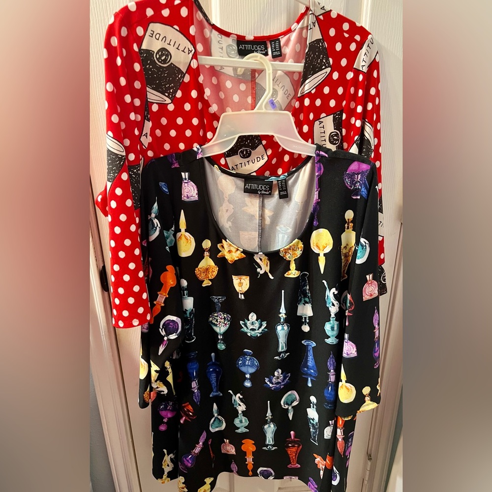 Bundle of 2 Attitudes by Renee Colorful Tunic Tops